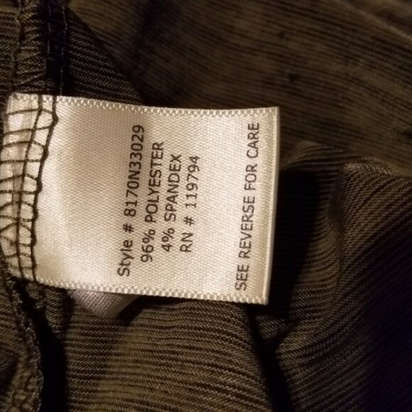 WOMEN OLIVE/BURGUNDY SUPER SOFT FIGURE FLATTERING 3/4 SLEEVES ONE WORLD TOP SZ M - Picture 5 of 6